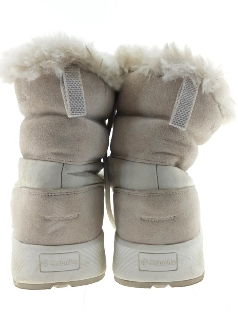 Columbia Women's 12 Waterproof Cream Faux Fur Winter Snow Boots Omni-Grip